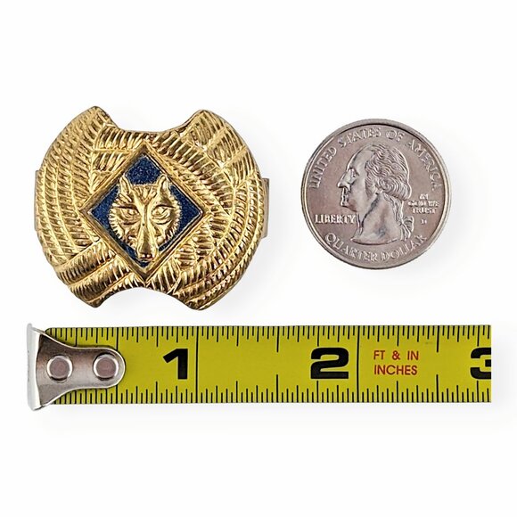 Cub Scout Neckerchief Slide Boy Scouts Tie Clip Blue Gold Toned Wolf Vintage BSA - Picture 10 of 10